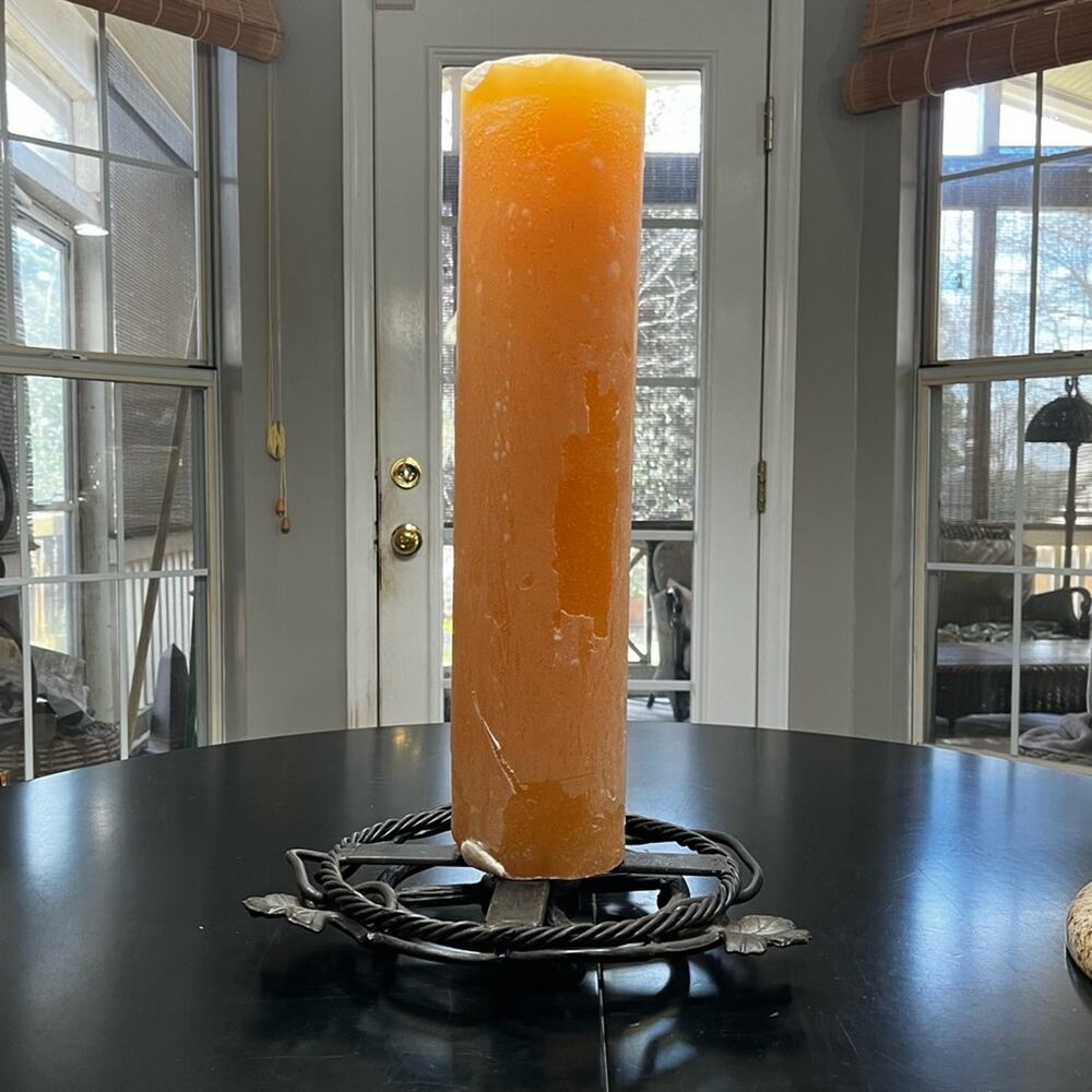 Pottery Barn Timber Pillar Cylindrical Centerpiece Long Burning Wax Candle 18”